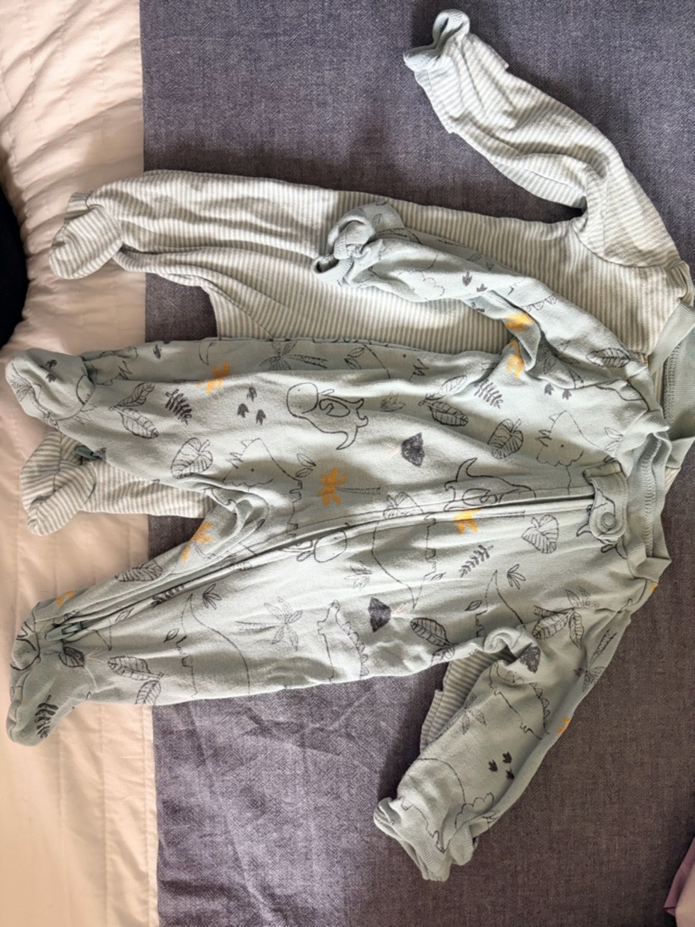 Carter's Light Mint Green Printed Footed Sleep Sack Pajamas
